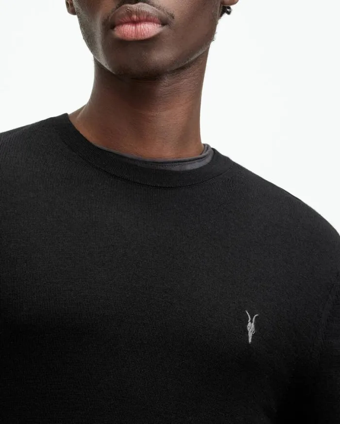 Mode Merino Crew Neck Ramskull Sweater Black Men AllSaints Sweaters