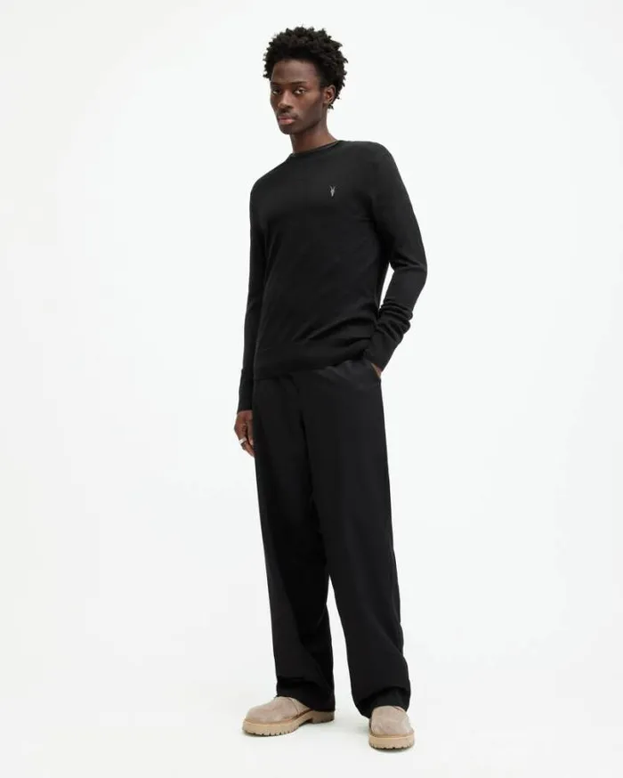 Mode Merino Crew Neck Ramskull Sweater Black Men AllSaints Sweaters