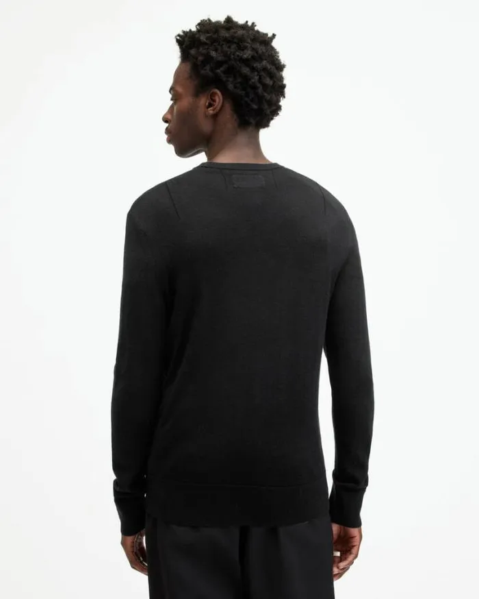 Mode Merino Crew Neck Ramskull Sweater Black Men AllSaints Sweaters