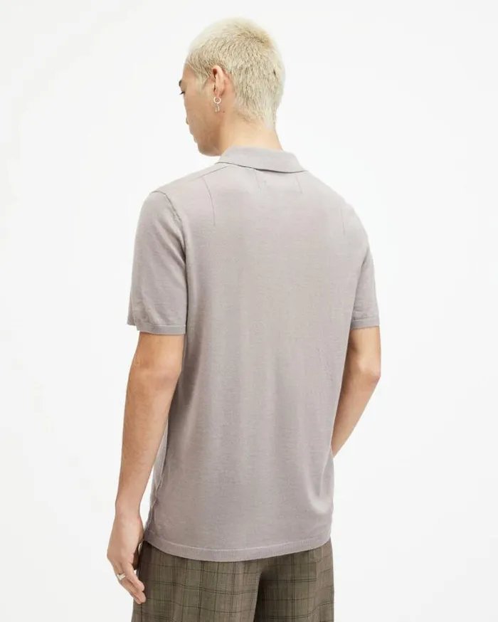 Mode Merino Short Sleeve Polo Shirt Chestnut Taupe Men AllSaints Polos