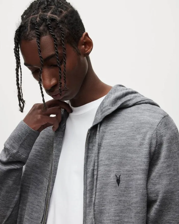 Mode Merino Zip Up Ramskull Hoodie Grey Marl Men AllSaints Sweatshirts and Hoodies Mode Merino Zip Up Ramskull Hoodie Grey Marl Men AllSaints Sweatshirts and Hoodies