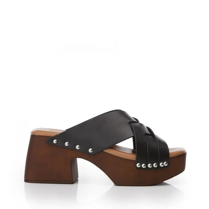 Mule Sandals Women Moda In Pelle Shoon Saffron Black Leather