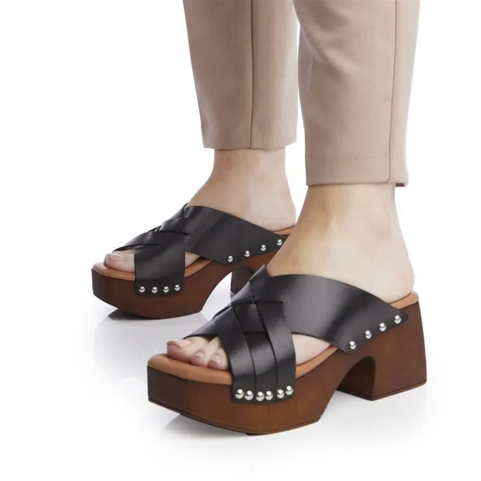 Mule Sandals Women Moda In Pelle Shoon Saffron Black Leather Mule Sandals Women Moda In Pelle Shoon Saffron Black Leather