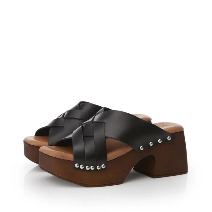 Mule Sandals Women Moda In Pelle Shoon Saffron Black Leather Mule Sandals Women Moda In Pelle Shoon Saffron Black Leather