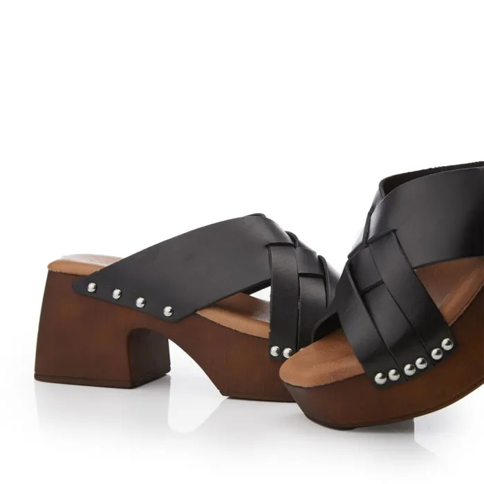 Mule Sandals Women Moda In Pelle Shoon Saffron Black Leather Mule Sandals Women Moda In Pelle Shoon Saffron Black Leather