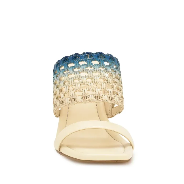 Mylas Heeled Slide Sandals Cream Blue Ombre Women Nine West Heeled Mylas Heeled Slide Sandals Cream Blue Ombre Women Nine West Heeled