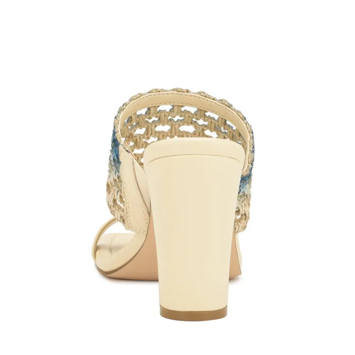 Mylas Heeled Slide Sandals Cream Blue Ombre Women Nine West Heeled Mylas Heeled Slide Sandals Cream Blue Ombre Women Nine West Heeled