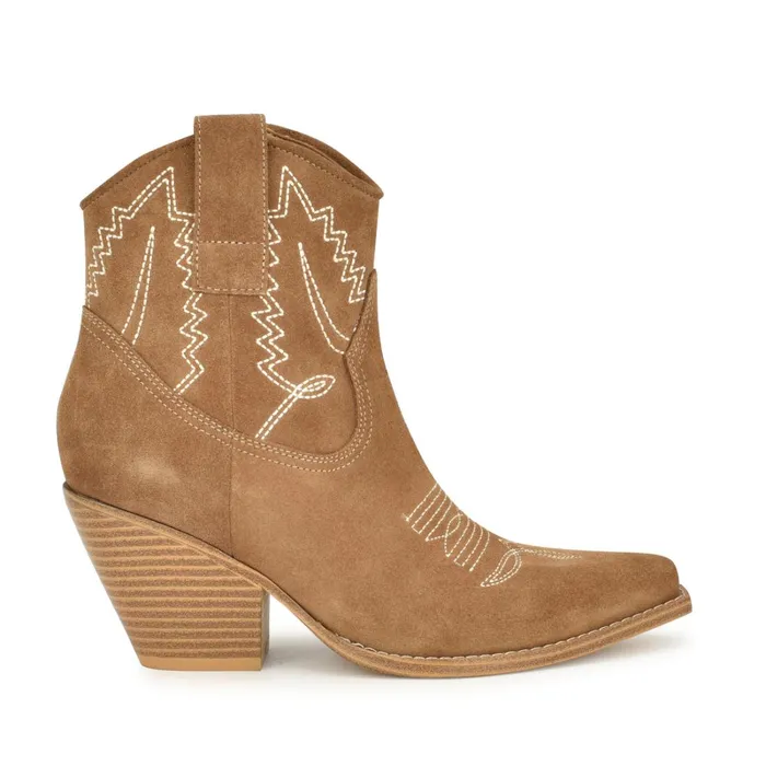 Nallas Western Booties Dark Natural Women Nine West Boots and Booties