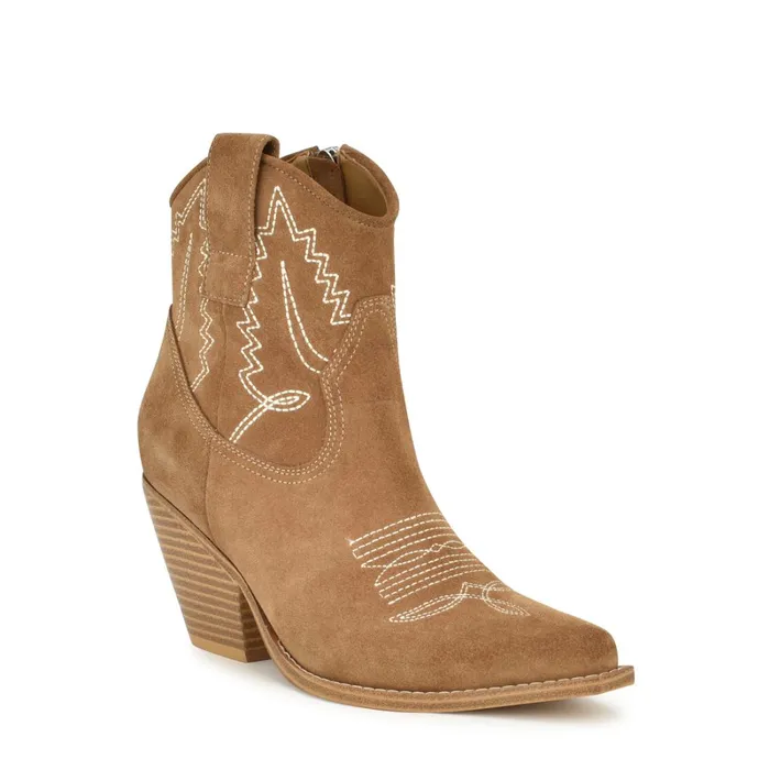 Nallas Western Booties Dark Natural Women Nine West Boots and Booties Nallas Western Booties Dark Natural Women Nine West Boots and Booties