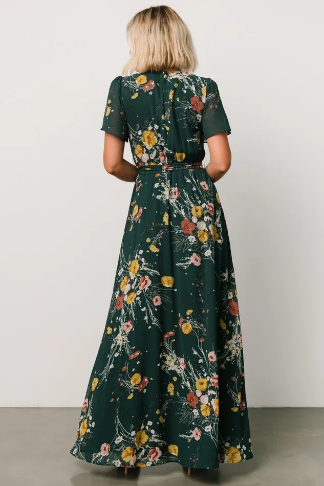 Naomi Short Sleeve Maxi Dress Dark Green Floral Women Baltic Born Mother Of The Bride Naomi Short Sleeve Maxi Dress Dark Green Floral Women Baltic Born Mother Of The Bride