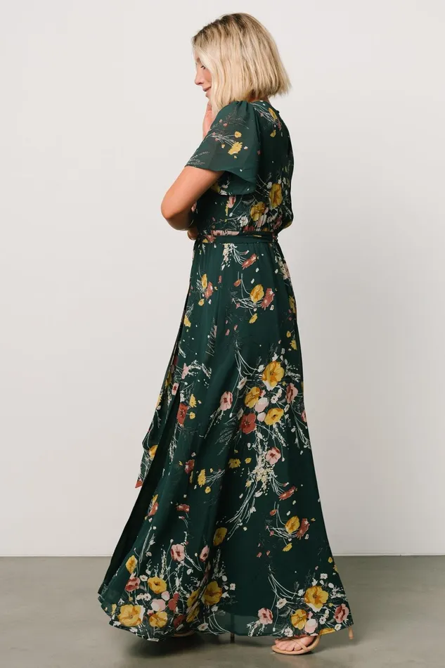 Naomi Short Sleeve Maxi Dress Dark Green Floral Women Baltic Born Mother Of The Bride Naomi Short Sleeve Maxi Dress Dark Green Floral Women Baltic Born Mother Of The Bride