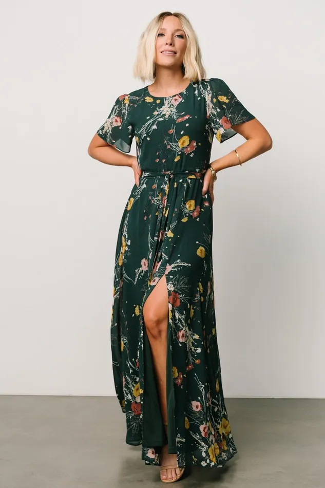 Naomi Short Sleeve Maxi Dress Dark Green Floral Women Baltic Born Mother Of The Bride Naomi Short Sleeve Maxi Dress Dark Green Floral Women Baltic Born Mother Of The Bride