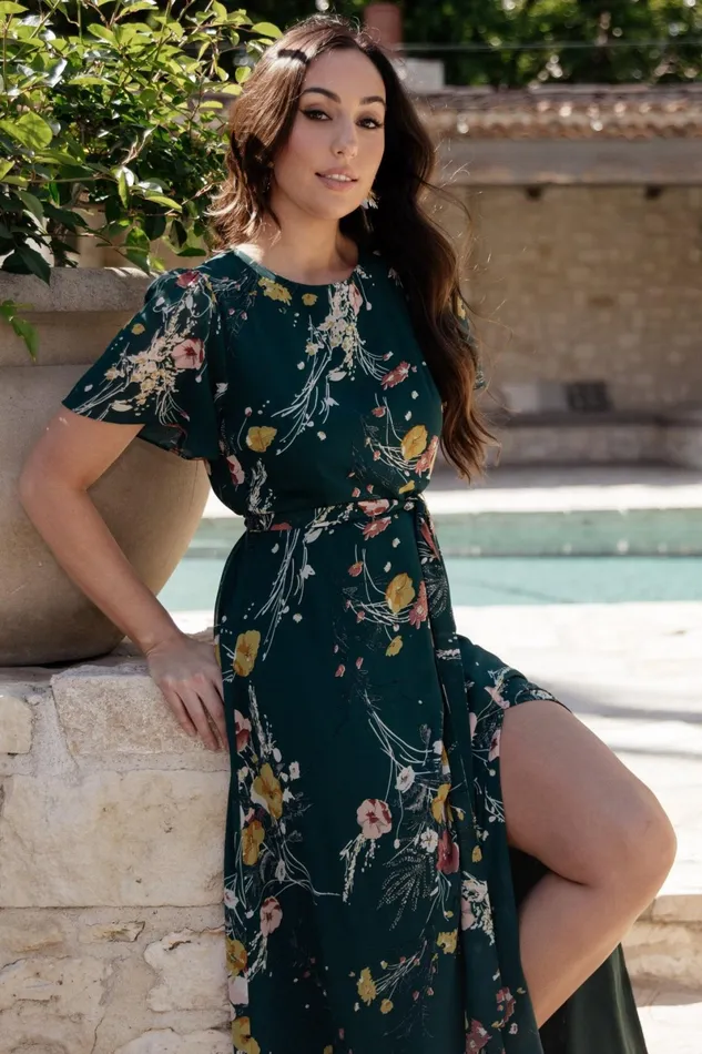 Naomi Short Sleeve Maxi Dress Dark Green Floral Women Baltic Born Mother Of The Bride Naomi Short Sleeve Maxi Dress Dark Green Floral Women Baltic Born Mother Of The Bride