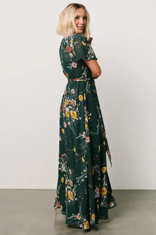 Naomi Short Sleeve Maxi Dress Dark Green Floral Women Baltic Born Mother Of The Bride Naomi Short Sleeve Maxi Dress Dark Green Floral Women Baltic Born Mother Of The Bride