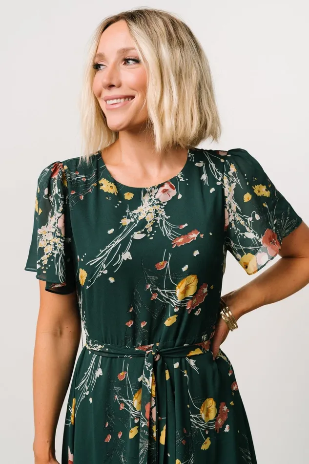 Naomi Short Sleeve Maxi Dress Dark Green Floral Women Baltic Born Mother Of The Bride Naomi Short Sleeve Maxi Dress Dark Green Floral Women Baltic Born Mother Of The Bride