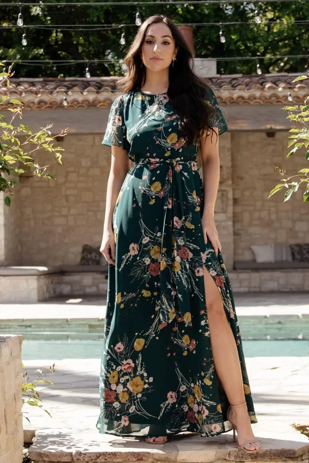 Naomi Short Sleeve Maxi Dress Dark Green Floral Women Baltic Born Mother Of The Bride Naomi Short Sleeve Maxi Dress Dark Green Floral Women Baltic Born Mother Of The Bride