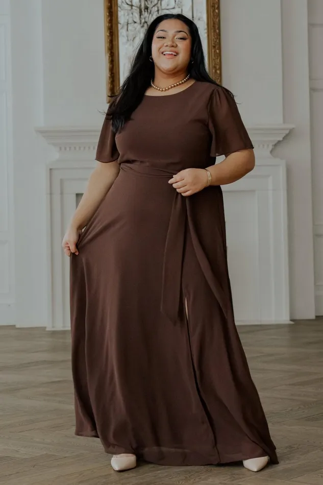 Naomi Short Sleeve Maxi Dress Espresso Women Baltic Born Wedding Guest Naomi Short Sleeve Maxi Dress Espresso Women Baltic Born Wedding Guest
