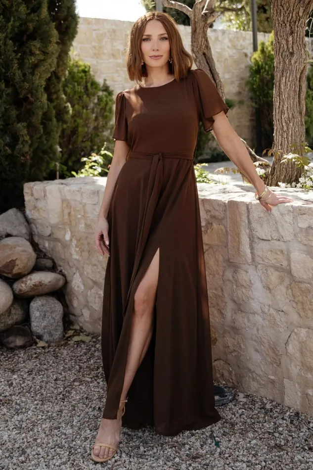 Naomi Short Sleeve Maxi Dress Espresso Women Baltic Born Wedding Guest Naomi Short Sleeve Maxi Dress Espresso Women Baltic Born Wedding Guest