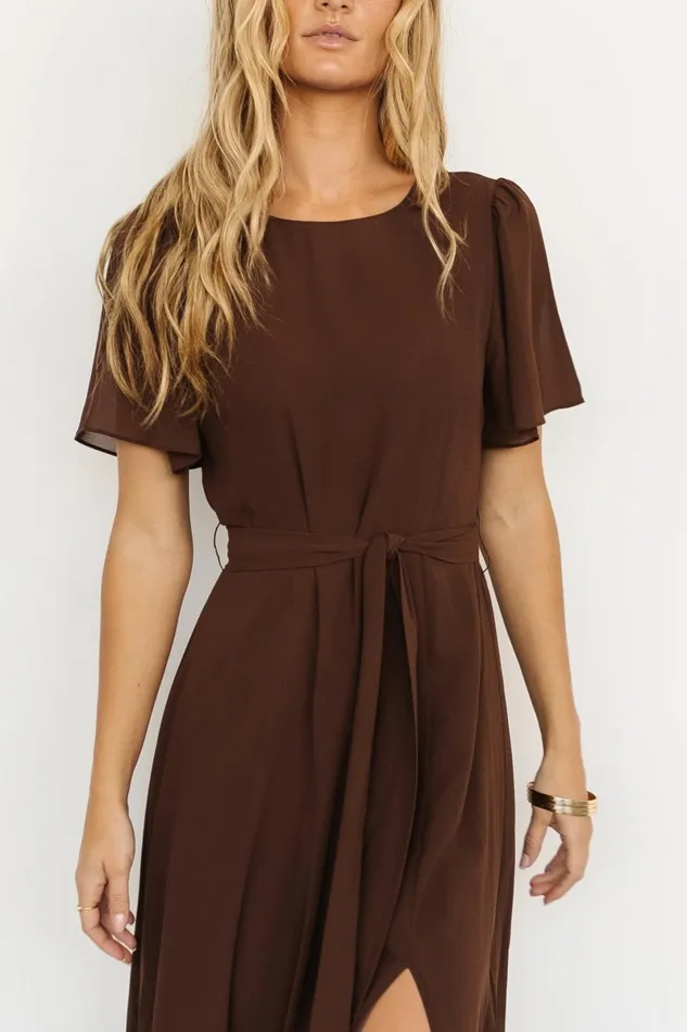 Naomi Short Sleeve Maxi Dress Espresso Women Baltic Born Wedding Guest Naomi Short Sleeve Maxi Dress Espresso Women Baltic Born Wedding Guest