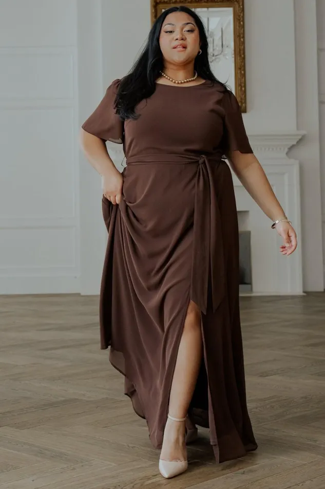 Naomi Short Sleeve Maxi Dress Espresso Women Baltic Born Wedding Guest Naomi Short Sleeve Maxi Dress Espresso Women Baltic Born Wedding Guest