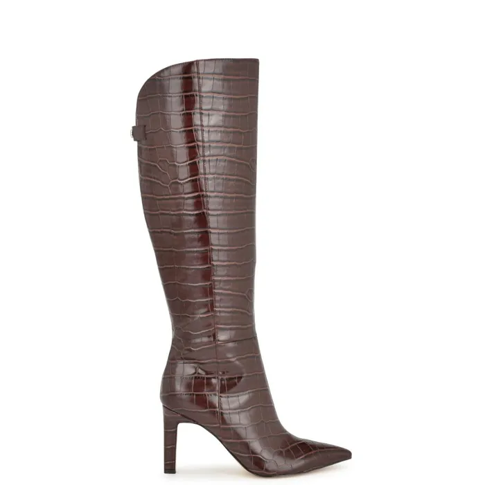 Napts Dress Boots Brown Croco Women Nine West Boots and Booties