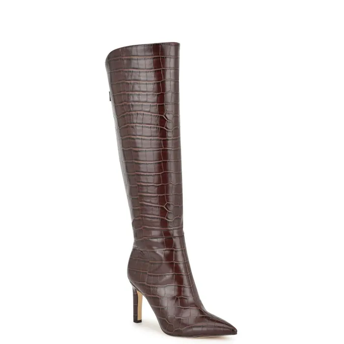 Napts Dress Boots Brown Croco Women Nine West Boots and Booties Napts Dress Boots Brown Croco Women Nine West Boots and Booties