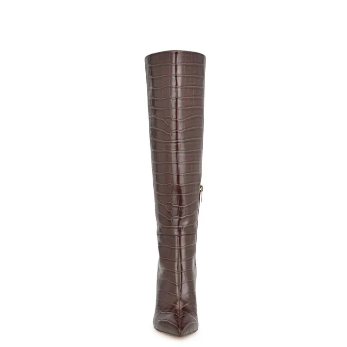 Napts Dress Boots Brown Croco Women Nine West Boots and Booties Napts Dress Boots Brown Croco Women Nine West Boots and Booties