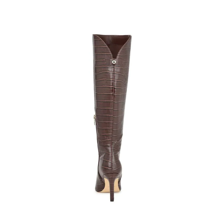 Napts Dress Boots Brown Croco Women Nine West Boots and Booties Napts Dress Boots Brown Croco Women Nine West Boots and Booties