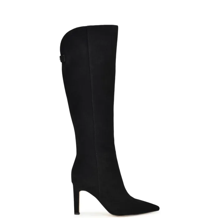 Napts Wide Calf Dress Boots Black Suede Women Nine West Boots and Booties