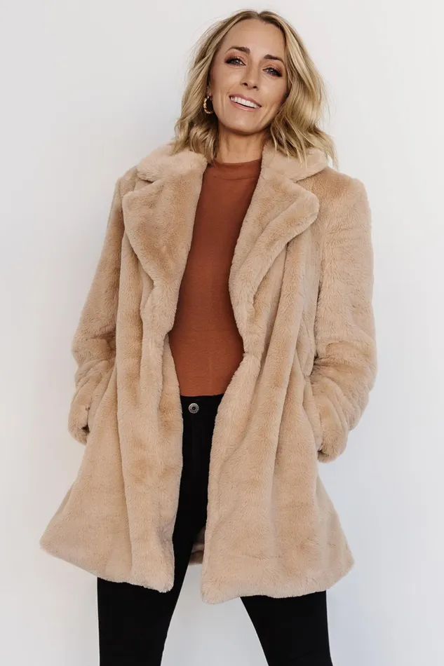 Narla Faux Fur Coat Oatmeal Women Baltic Born Outerwear Narla Faux Fur Coat Oatmeal Women Baltic Born Outerwear