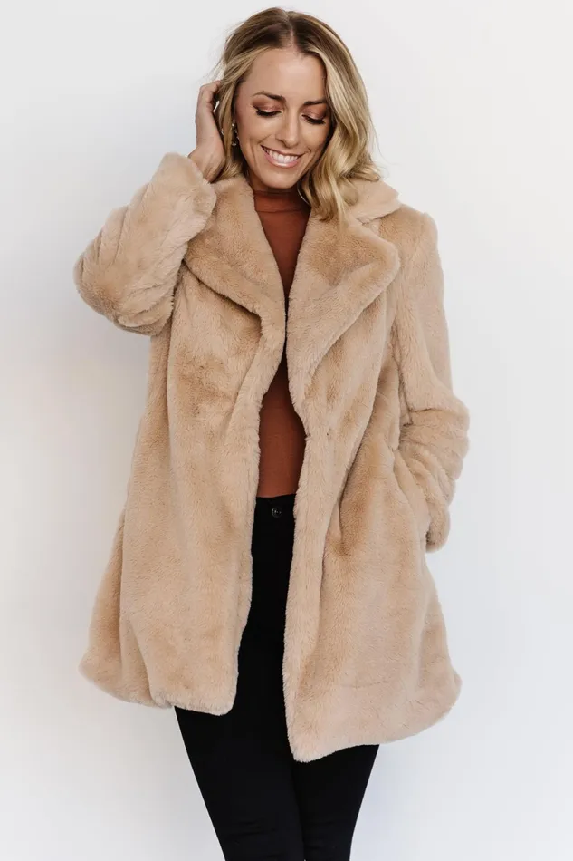 Narla Faux Fur Coat Oatmeal Women Baltic Born Outerwear Narla Faux Fur Coat Oatmeal Women Baltic Born Outerwear