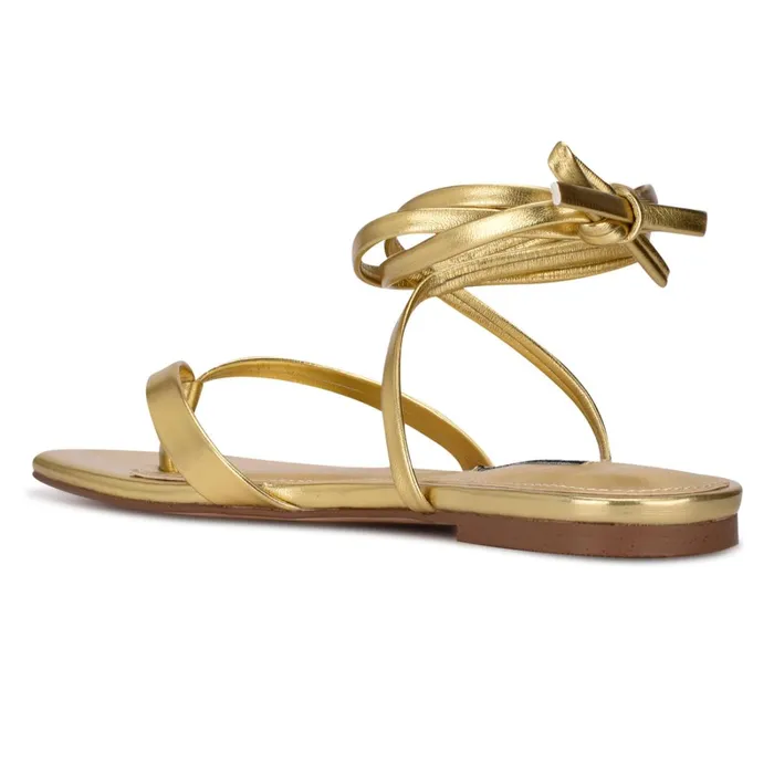 News Ankle Wrap Flat Sandals Gold Women Nine West Flats News Ankle Wrap Flat Sandals Gold Women Nine West Flats