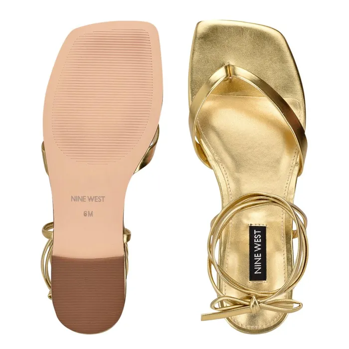 News Ankle Wrap Flat Sandals Gold Women Nine West Flats News Ankle Wrap Flat Sandals Gold Women Nine West Flats