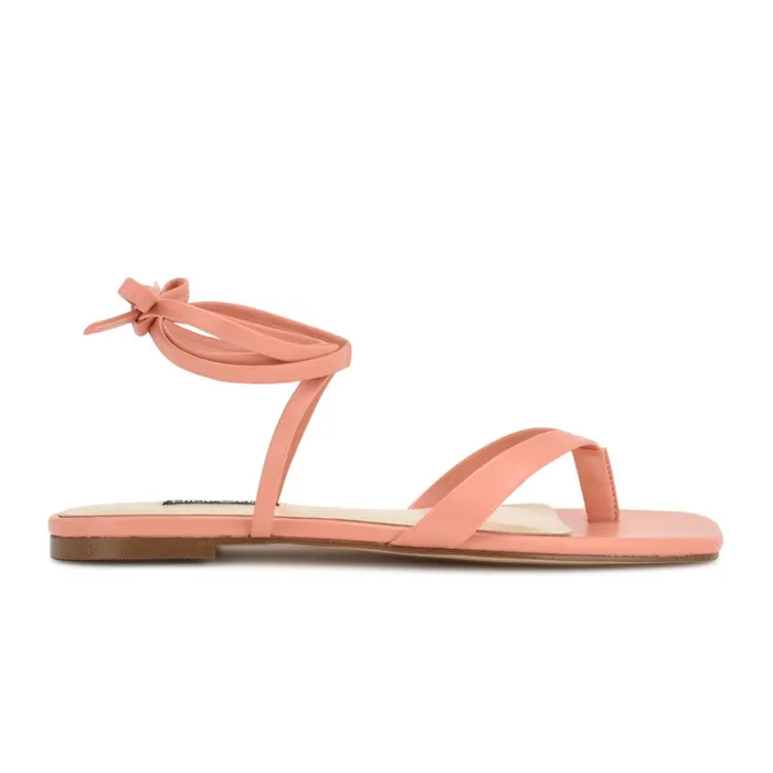 News Ankle Wrap Flat Sandals Peach Women Nine West Flats