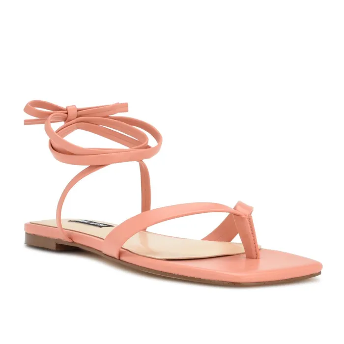 News Ankle Wrap Flat Sandals Peach Women Nine West Flats News Ankle Wrap Flat Sandals Peach Women Nine West Flats