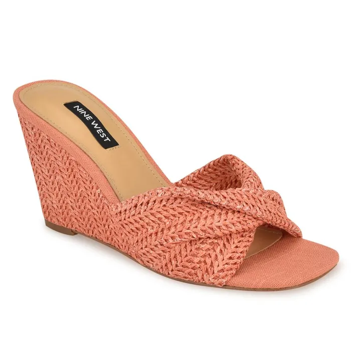 Nikhil Twist Wedge Sandals Orange Raffia Women Nine West Sandals Nikhil Twist Wedge Sandals Orange Raffia Women Nine West Sandals