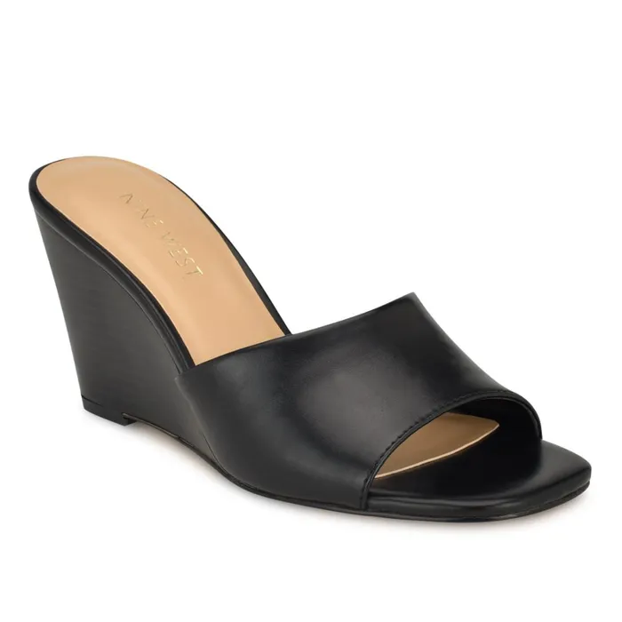Niya SlipOn Wedge Sandals Black Women Nine West Wedges Niya SlipOn Wedge Sandals Black Women Nine West Wedges