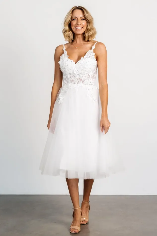 Noelle Shimmer Midi Dress Off White Women Baltic Born Embellished Sequin
