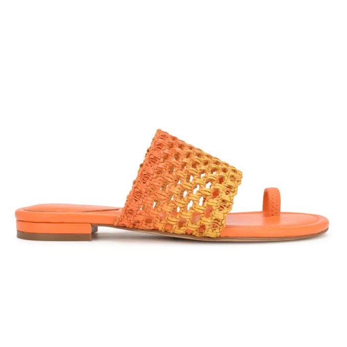 Nolah Flat Slide Sandals Orange Yellow Ombre Women Nine West Sandals