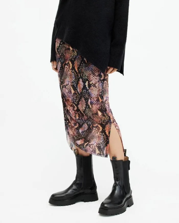Nora Tahoe Snake Print Midi Skirt Tan Brown Women AllSaints Skirts and Shorts Nora Tahoe Snake Print Midi Skirt Tan Brown Women AllSaints Skirts and Shorts