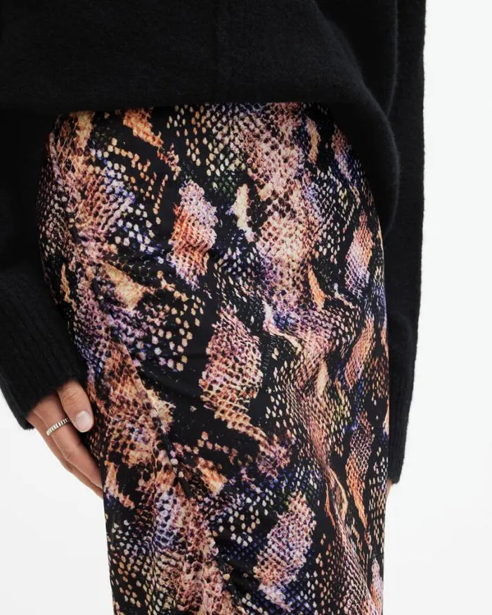 Nora Tahoe Snake Print Midi Skirt Tan Brown Women AllSaints Skirts and Shorts Nora Tahoe Snake Print Midi Skirt Tan Brown Women AllSaints Skirts and Shorts