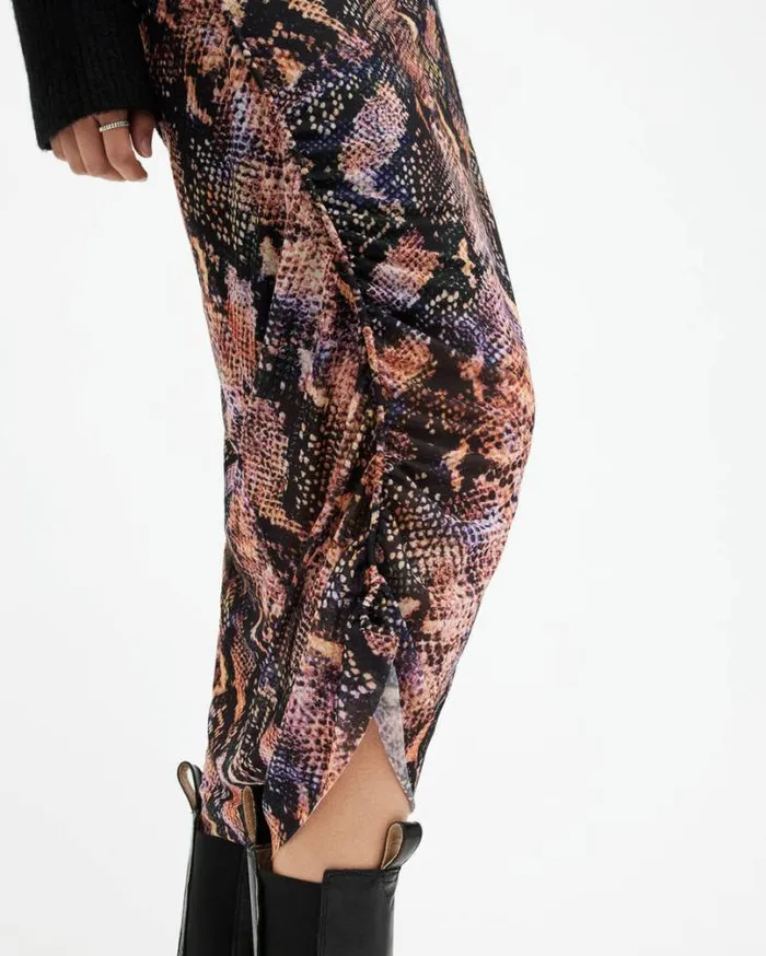 Nora Tahoe Snake Print Midi Skirt Tan Brown Women AllSaints Skirts and Shorts Nora Tahoe Snake Print Midi Skirt Tan Brown Women AllSaints Skirts and Shorts