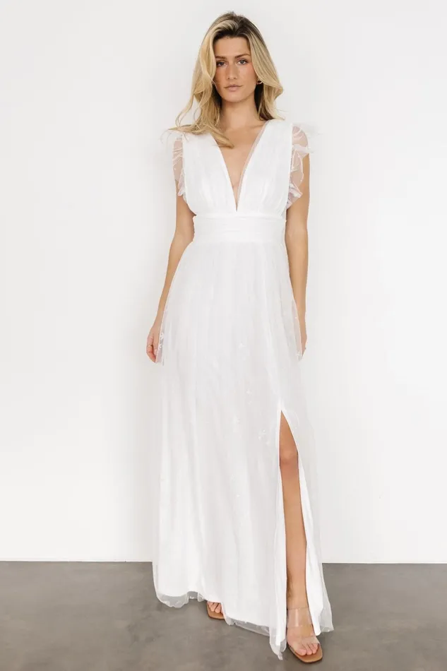 Nova Shimmer Maxi Dress White Women Baltic Born Bridal