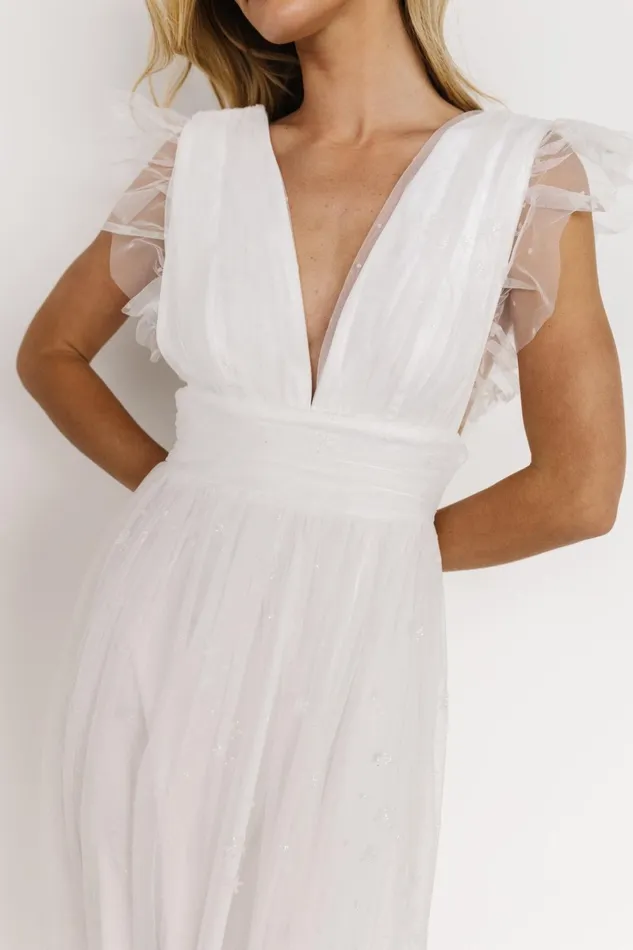 Nova Shimmer Maxi Dress White Women Baltic Born Bridal Nova Shimmer Maxi Dress White Women Baltic Born Bridal