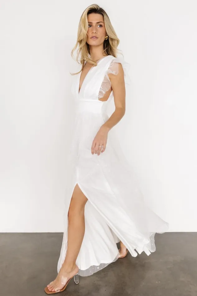 Nova Shimmer Maxi Dress White Women Baltic Born Bridal Nova Shimmer Maxi Dress White Women Baltic Born Bridal
