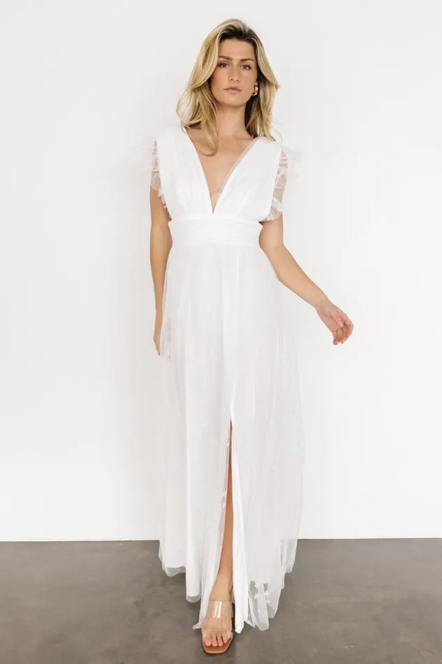 Nova Shimmer Maxi Dress White Women Baltic Born Bridal Nova Shimmer Maxi Dress White Women Baltic Born Bridal