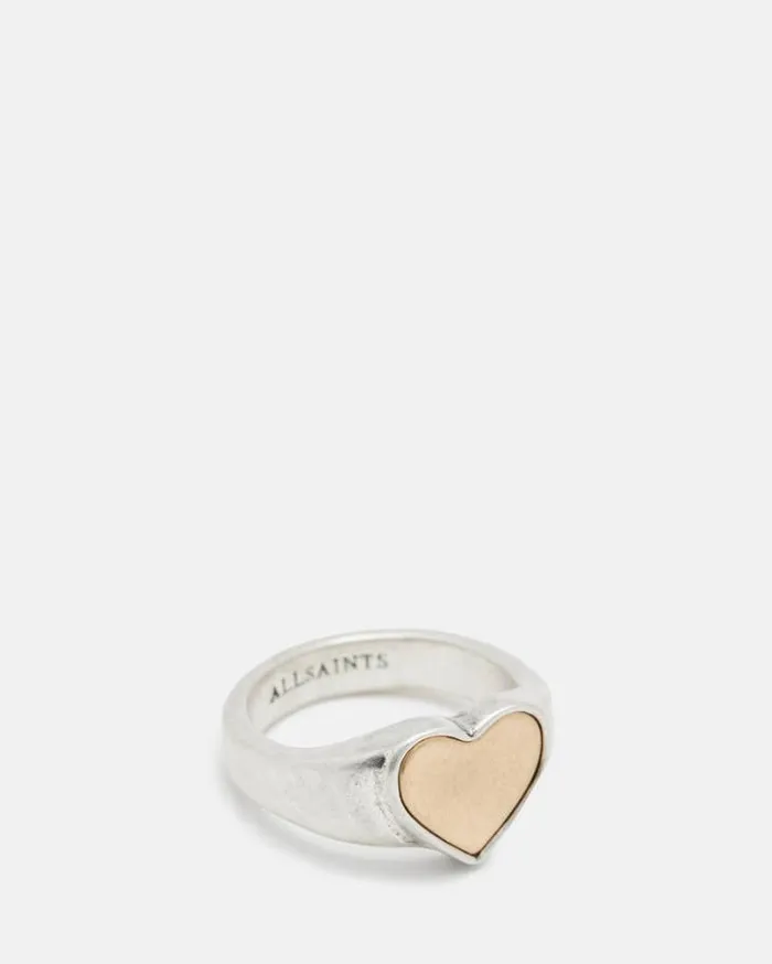Obi Two Tone Heart Shaped Ring Wrm Braswrm Slver Women AllSaints Jewelry