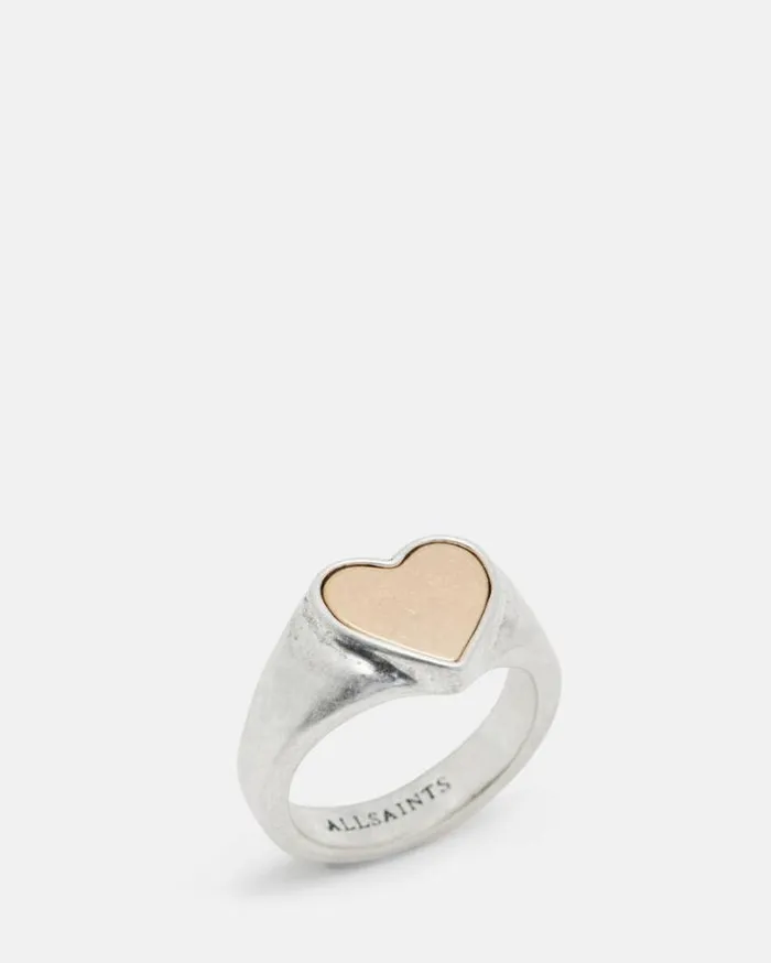 Obi Two Tone Heart Shaped Ring Wrm Braswrm Slver Women AllSaints Jewelry