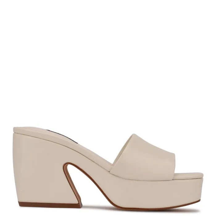Oklee Platform Slide Sandals Chic Cream Women Nine West Casual