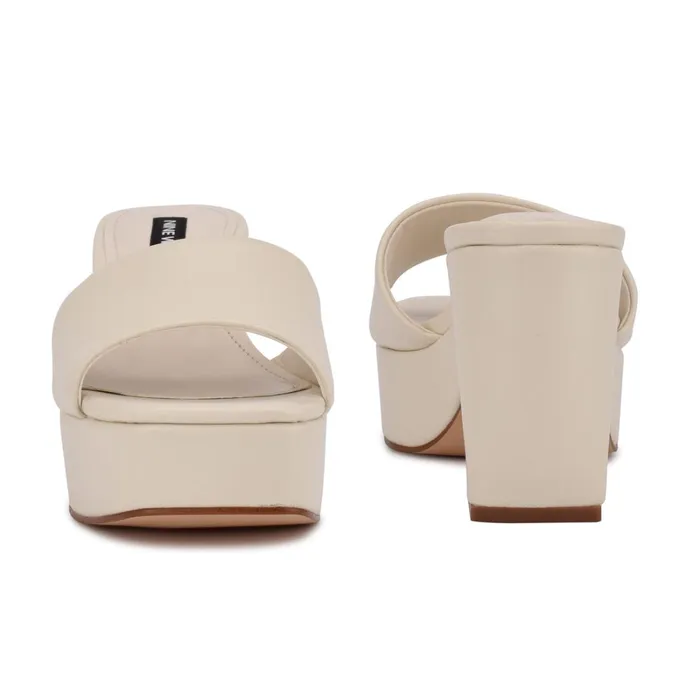 Oklee Platform Slide Sandals Chic Cream Women Nine West Mid Heels Oklee Platform Slide Sandals Chic Cream Women Nine West Mid Heels